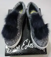 SAM EDELMAN LEYA DUSTY BLUE LEAF PRINT LACELESS SLIP ON SNEAKER