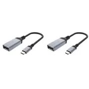 2x Cruxtec CTD8K-SG USB-C Male to DP 8K Cable Adapter 8K/DSC/HDR 15cm Space Grey