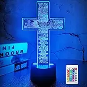 FULLOSUN The Lord Jesus Cross 3D Night Light Christian Blessed Virgin Mary Illusion Lamp Decoration for Easter Day Christmas Day - 16 Colors Changing with Remote Control