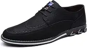 [Veslexth] Men's Casual Dress Oxfords Shoes Business Formal Italy Prince Classic Oxford Lace Up Craft Mesh Sneakers