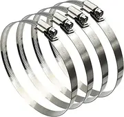 4Pcs 6" Adjustable 304 Stainless Steel Duct Clamps Hose Clamp Pipe Clamp Air Ducting Clamp Worm Drive Hose Clamps
