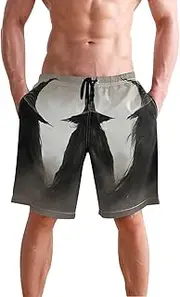 [XYMZR] Mysterious Witch Black White Men's Swim Trunks Quick-Dry Bathing Suit Swimming Board Shorts S