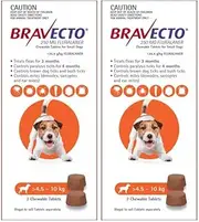 BRAVECTO Flea and Tick Chewable Tablets for Small Dogs 4.5-10kg 3 Months Treatment 4 Chewable