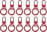 uxcell 12 Pcs Lobster Claw Clasp, Colorful Metal Keychain Clasp Swivel Hooks with Spring Key Rings Trigger Clips for Bag Door Key Chains DIY Craft Jewelry Making, Red