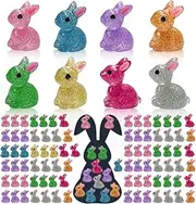 AWEELON 120Pcs Mini Resin Glitter Bunnies Glow in Dark Resin Rabbit Figures for Fairy Garden Luminous Mini Portrait Fairy Garden DIY Christmas Party Ornament Accessories Charms Party Favors