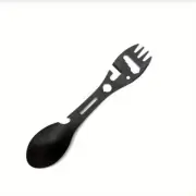 Black Camp Fork Spoon Outdoor Tableware Camping Knife Spork Bottle Opener