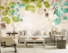 3D Watercolor Leaves Dragonfly Self-adhesive Removeable Wallpaper Wall Mural