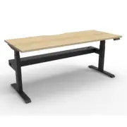Single Sided Workstation With Cable Tray Natural Oak And Black