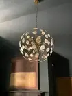 1950 CENTURY BRASS GREEN AGATE STONE URCHIN SPUTNIK CHANDELIER VINTAGE STILNOVO