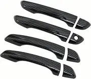 for Hyundai, Accent 2017 2018 2019 2020 2021 Chrome Carbon Fiber Car Door Handle Cover Trim Sticker Styling Accessories Overlay Car Door Handle Overlay(Black no Button)
