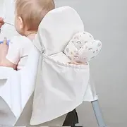 Blublu Park High Chair Back Pocket, Chairs Bag Compatible with Ikea High Chair with Wipeable Waterproof Material, One Large Storage Pouch with Internal Zipper Pocket for Baby (White)