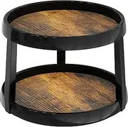 SimpleHouseware 2 Tier Turntable Lazy Susan Spice Rack Organiser, Rustic Brown