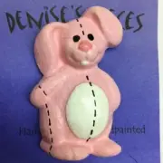 Easter Bunny Pin Brooch Pink Stuffed Animal Toy Spring