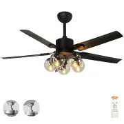 Bagood 52 Inch Black Farmhouse Ceiling Fan with Light Black Ceiling Fan with ...