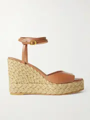 [Stuart Weitzman] Stuart Weitzman - Barelynude Leather Espadrille Wedge Sandals - Tan - US10 US 10 Brown