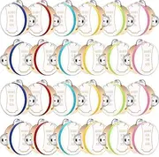 Lukmaa 24 Set 4 Inch Tambourine for Adults Wooden Hand Held Drum with Metal Jingles, Gift Tags, White I Love You Printed Ribbon Percussion Gift Musical Instrument for Church Wedding Party(Colorful)