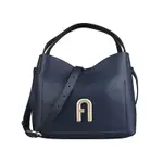 FURLA PRIMULA經典金屬拱門LOGO荔枝紋小牛皮肩背包(小/深藍)