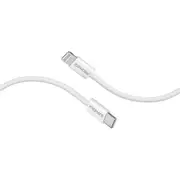 Promate ECOLINE-CI120.WT 27W PD - 480Mbps USB-C to Lightning Cable - 1.2m - White Fabric Braided - 25000+ Bend Lifespan - Data & Charge [ECOLINE-CI120.WT]