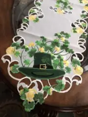 St Patrick's day Table Runner Leprechaun Hat Lucky Shamrock Runner 69"x13" Irish