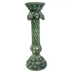 Upcycled French Provincial Green & Gold Pillar & Taper Candle Holder Candlestick