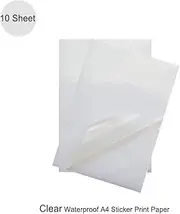 Sticker Paper Quality Waterproof A4 Clear Self Adhesive Sticky Back Label Printing Paper Sheet Inkjet Laser Printable (Transparent)