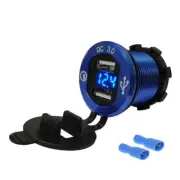 Dual USB Car Quick Charger Cigarette Lighter Socket LED Voltmeter Waterproof