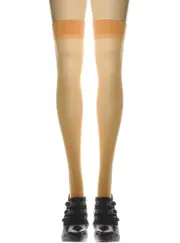 Sheer Nude Plain Top Thigh High Womens Stockings