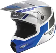 Fly Racing Kinetic Drift, motocross helmet kids , color: White/Grey/Blue , size: YM