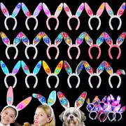 18 Pcs Easter Light Up Bunny Ear Headband Easter Accessories (Multicolor)