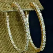 1.50Ct Round Cut Moissanite Women's Huggie Hoop Earrings 14K Yellow Gold Plated