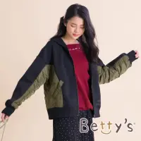 在飛比找momo購物網優惠-【betty’s 貝蒂思】率性休閒拼接連帽外套(黑色)