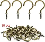 10 Pcs 1-1/4 Cup Screw Hooks Screw-In Hooks Ceiling Hooks Self-Tapping Bronze