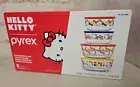 NEW 8 pc Pyrex Hello Kitty Rainbow Decorated Glass Food Storage Container