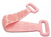 Silicone Back Scrub, Bath Shower Body Brush Double Side Exfoliating Belt, Body Wash Body Scrubber Belt Dead Skin Remover Tool for Men Women (Pink)