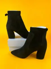 Steven New York Near Booties Ankle Boots Womens 9.5 Black Suede Block Heels NWB