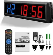 Gym Timer Portable Fitness Timer Countdown/Up Stopwatch, 2.3 Inch LED Wall Clock Interval Timer with Remote Control for Home Gym. Brightness and Adjustable Volume