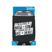 Im Allergic To Stupidity Break Out - Funny Novelty Stubby Holder With Base