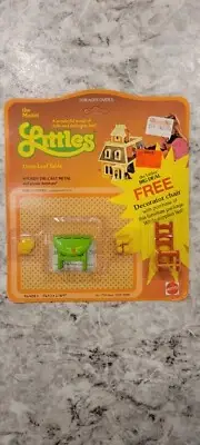 Vtg Mattel The Littles Drop Leaf + Chair Table Die Cast Dollhouse Furniture, New