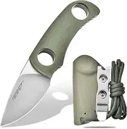 TONIFE Runer Fixed Blade Knife with Adjustable Kydex Sheath EDC Knife with 4.7cm Full Tang Blade Paracord Lanyard for Outdoor Camping Hiking (Green+Satin)