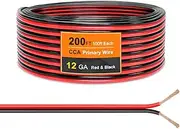 12 Gauge Wire 100FT, Ultra Flexible 2 Conductors Red & Black Electrical Wire, 12 AWG Copper Clad Aluminum Extension Cord, Low Voltage for Automotive Wire, Speaker Cable, Landscape, LED Strip 30m