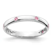 Solid 14k White Gold 6-stone PinK Simulated Sapphire Band