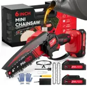 Mini Chainsaw, 6 Inch Cordless Electric Chainsaw, Handheld Chain Saw - Portab...