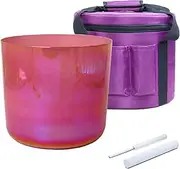 Colored Alchemy Crystal Singing Bowl with Carrying Case Crystal Striker Suede Mallet & O-ring, for Yoga Meditation Sound Bath(432Hz,6 inch G Note)