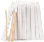 200Pcs Individually Wrapped Coffee Stirring Sticks 5.5 Inch Disposable Bamboo B