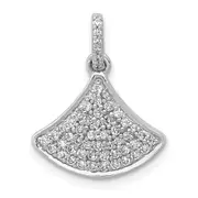Solid 14k White Gold 1/4ct. Simulated CZ Fan-shape Pendant