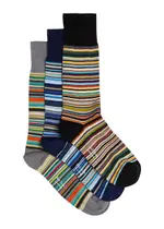 Paul Smith Striped Cotton-blend Socks - set of Three - Multicoloured - One Size One Size