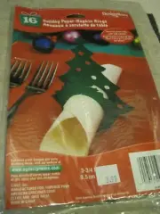 RARE HOLIDAY Paper-Napkin Rings 16 CHRISTMAS TREES Vintage SEALED