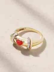 [L'Atelier Nawbar] L'Atelier Nawbar - Warrior Venus 18-karat Gold, Rhodium-plated, Coral And Diamond Ring - Red - 7 7 Red