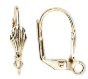 10 Gold Plated Brass 17mm Lever Back with Shell Earrings with Open Loop