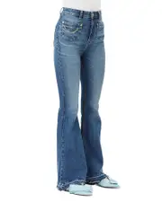 Ganni Stretch Future Goddi Flare Jeans in Mid Blue Vintage